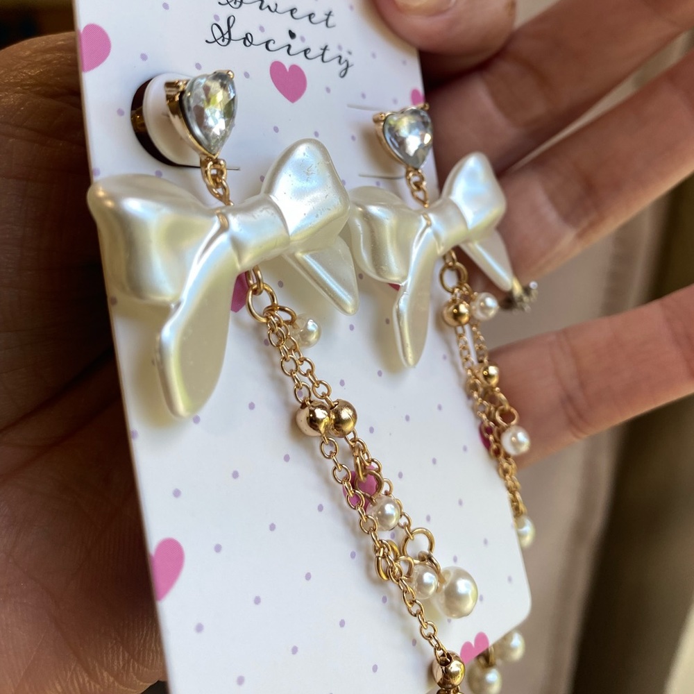 🎀 Sweet Society dangle bow earrings 🎀 Coquette Girl - Picture 4 of 8